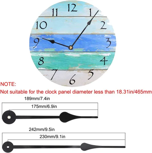 Vista 3 de HILLHOME Mecanismo de movimiento de reloj de pared de cuarzo con mango en I de alto par con pala de 9.1 pulgadas de largo, funciona