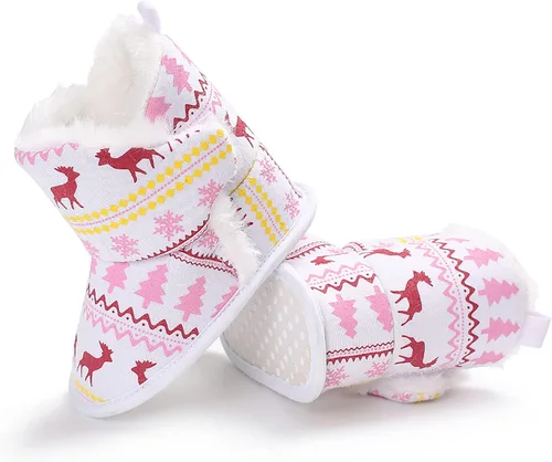 Vista 5 de Infant Snow Boots Newborn Booties Toddler First Walkers Baby Girls Boys Crib Shoes Winter Warm Prewalker Non-Slip Footwear
