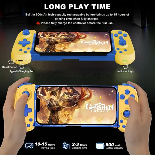 Vista 4 de arVin Wireless Game Controller for iPhone 1515 Plus15 Pro15 Pro Max141312iPadAndroidSamsung Galaxy 232221TabletSwitchPS4PC Gamepad with Hall Effect