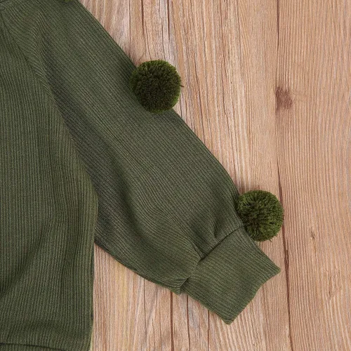 Vista 5 de Conjunto de ropa de 2 piezas para niñas pequeñas para otoño e invierno Verde militar