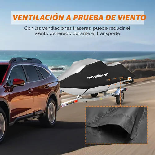 Vista 5 de NEVERLAND - Funda para moto acuática de 2 y 3 plazas para longitudes de 115 a 120 pulgadas Compatible con Yamaha Seadoo impermeable remolcable
