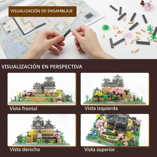 Vista 6 de Juego de micro bloques de construcción del castillo Himeji de Japón, colección de monumentos de arquitectura, 10080 piezas, regalo coleccionable