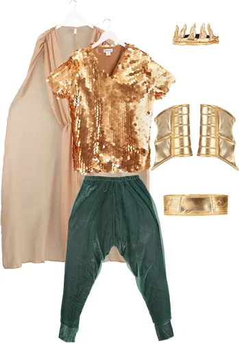 Vista 5 de Adult Golden Poseidon Costume Mens, Greek Mythology Olympian God King of the Sea Halloween Costume