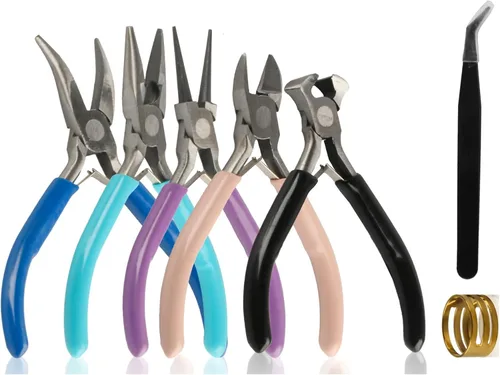 Vista 8 de 3 Pcs Jewelry Pliers Set Needle Nose Round Nose Wire Cutter