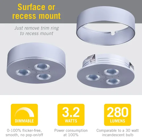 Vista 2 de Armacost Lighting TriVue 223310 - Luz de disco LED regulable, color blanco brillante (4000 K) con acabado de aluminio plateado