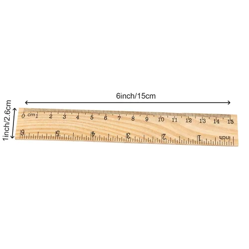 Vista 2 de 144 reglas de madera de 6 pulgadas, 5.9 in, 2 escalas de madera precisa, herramienta de medición de madera de doble cara para estudiantes