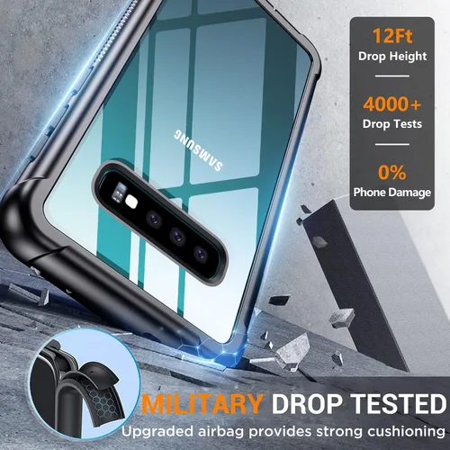 Vista 6 de Funda para Samsung Galaxy S10 Plus, protector de pantalla integrado con orificio para huella dactilar, protección de cuerpo completo, carga