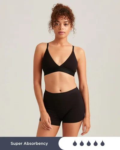 Vista 5 de saalt Ropa interior de algodón para dormir de corta duración, súper absorbente, reutilizable, cómoda, flujo menstrual, maternidad, posparto