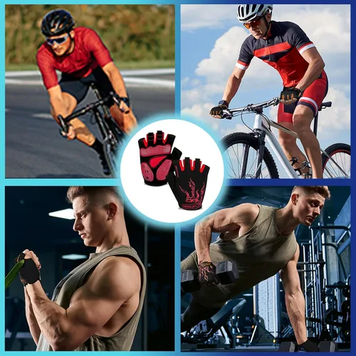 Vista 5 de MOREOK - Guantes para bicicleta de montaña (MTB) y ciclismo de descenso (DH), para hombres, de medio dedo, con almohadilla de gel que absorbe