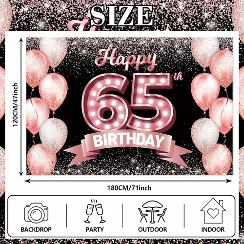 Vista 175 de Cartel de feliz cumpleaños décimo oro rosa, telón de fondo, saludos a 10 años, globos de confeti, decoración temática para niñas de 10 años