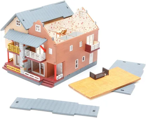Vista 6 de [YOUNGMODELER] Kits de modelo de montaje de madera de escritorio (casa dúplex)