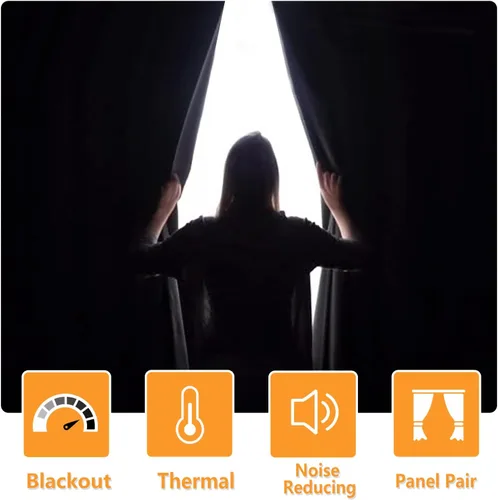 Vista 2 de Hiasan Cortinas opacas cortas para dormitorio, aislamiento térmico y ahorro de energía, para sala de estar, juego de 2 paneles de cortina