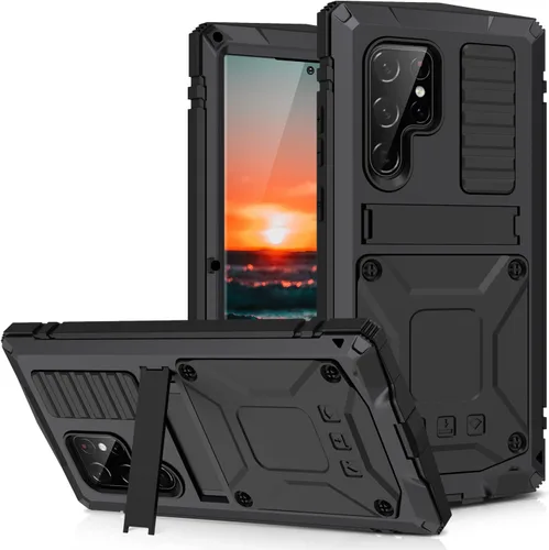 Vista 11 de Simicoo Samsung S22 - Funda de metal con protector de pantalla y protector de cámara, resistente a los golpes, con soporte, cubierta completa