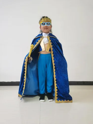 Vista 16 de Juego de disfraz de rey para niños, corona, bata, cetro, 3 piezas de Halloween