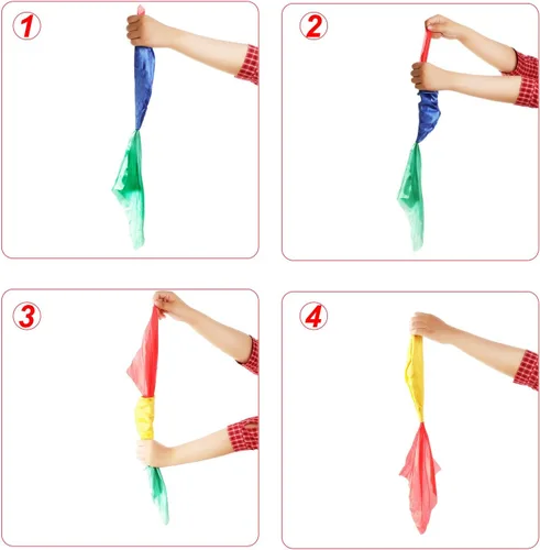 Vista 2 de HESTYA 2 bufandas mágicas que cambian de color, bufanda de seda para trucos de magia, accesorios de mago para calles de truco, accesorios de cuatro