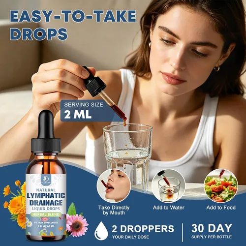 Vista 8 de LUCNVEM Gotas de drenaje linfático liposomal: gotas de drenaje linfático orgánico 9 en 1 con equinácea, raíz de bardana, diente de león, cardo