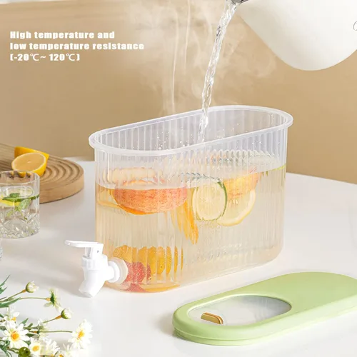 Vista 8 de Dispensador de bebidas de 3.5L/1 galón, hervidor frío con grifo, dispensador de jarra de agua duradero de plástico para refrigerador, cubo