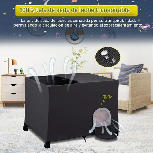 Vista 6 de South to East Pack N Play - Funda opaca para cuna de viaje, funda transpirable para empacar y jugar, bloquea el 90% de la luz con un flujo de aire