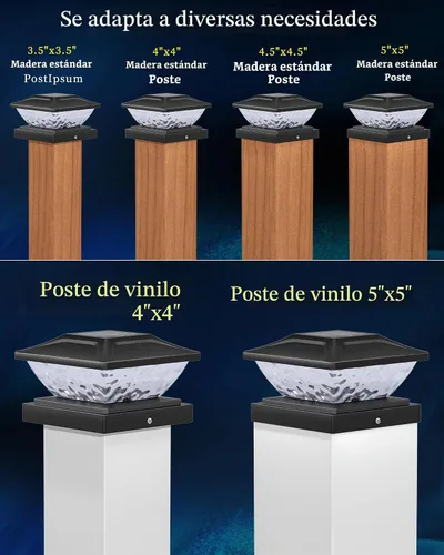 Vista 6 de Ofuray Luces solares para tapa de poste, paquete de 8 luces solares RGB con dos modos, apto para postes de 4 x 4, 5 x 5 con 3 bases, impermeable