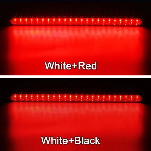Vista 4 de Partsam 2 barras de luz LED rojas de 17 pulgadas para remolque, 23 luces LED de tercera luz de freno, barra de luz central con funciones de parada
