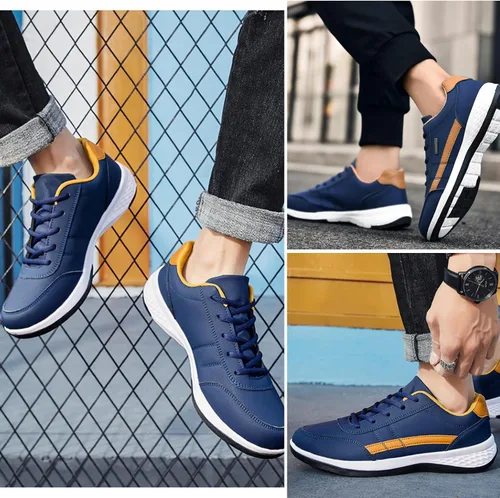 Vista 2 de Unybwonn Tenis casuales para hombre, cómodos zapatos de moda para caminar, tenis transpirables con cordones para correr, zapatos ligeros para hombre