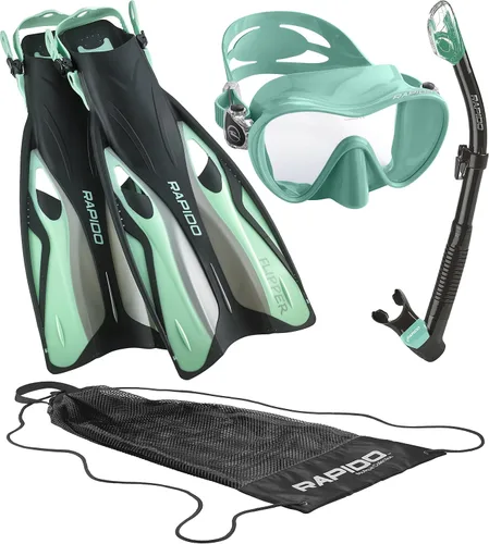 Vista 14 de Phantom Aquatics Juego de esnórquel sin marco con máscara de snorkel Lila