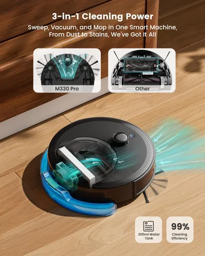 Vista 5 de [Usado] Lefant - Robot aspirador y limpiador LiDAR, con recipiente de polvo visible de 450ml, evitación de obstáculos PSD mejorada de 190°, limpieza