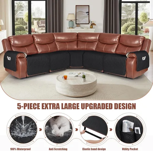 Vista 3 de VANSOFY Fundas Extra Grandes para Sofás Reclinables Seccionales, Fundas para Sofá Impermeables de 5 Piezas para Sofá Seccional en Forma de L, Funda