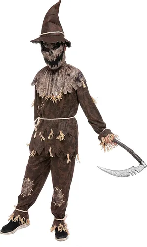 Vista 3 de Spooktacular Creations Disfraz de espantapájaros de Halloween para niños, disfraz de espantapájaros para juegos de rol