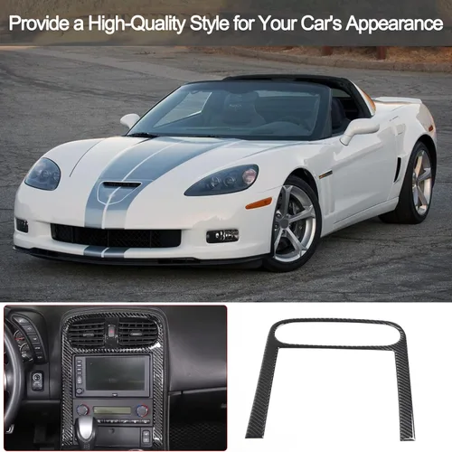 Vista 7 de PIUGILH Panel de control central de coche, fibra de carbono suave, marco de panel antiarañazos, cubierta decorativa para Corvette C6 2005-2013