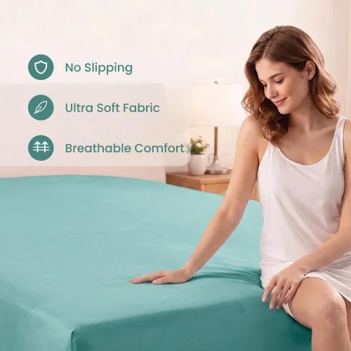 Vista 7 de Sábana bajera ajustable de lujo suave de 600 hilos, 100% algodón egipcio, sábana bajera ajustable individual con elástico alrededor, se adapta a