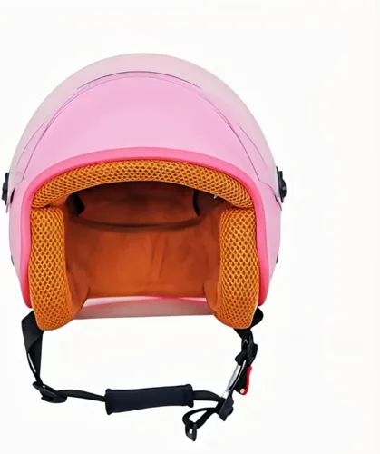 Vista 3 de Casco de motocicleta eléctrico retro para niños y jóvenes 3/4 medio, lindo casco de media cara abierto para niños, aprobado por DOT, casco