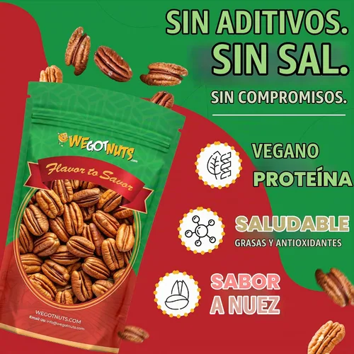 Vista 3 de Dos libras de nueces pecanas crudas, enteras, sin cáscara, crudas, naturales, sin conservantes añadidos, sin OMG, sin PPO, 100% natural We Got Nuts