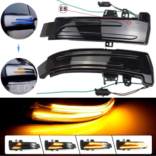 Vista 5 de Luces Secuenciales de Señal de Giro Led Dinámico para Espejo Lateral de Mercedes Benz Clase A/B/C/E/S/CLA/GLA/GLK/CLS W176 W246 W204 W212 X156 C250