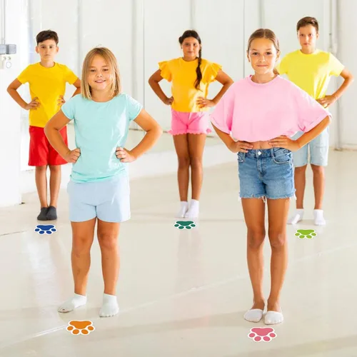 Vista 7 de 58 calcomanías de suelo para el aula, 5 pulgadas, puntos de línea de aula, marcadores de puntos de piso, calcomanías autoadhesivas, decoraciones