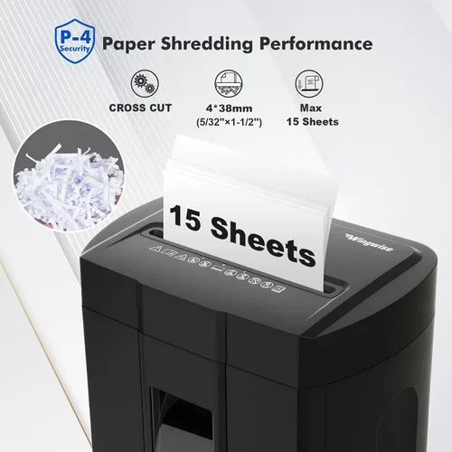 Vista 3 de Wingwise Ultra Low Noise 48dB Paper Shredder for Home Office Negro
