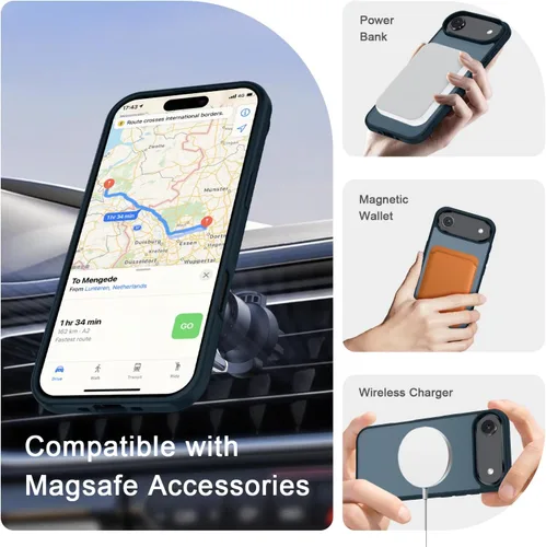 Vista 285 de Funda para Google Pixel 10 Pro XL, cubierta magnética mate, color negro Fit for MagSafe, Screen Protector included, Shockproof Military Grade