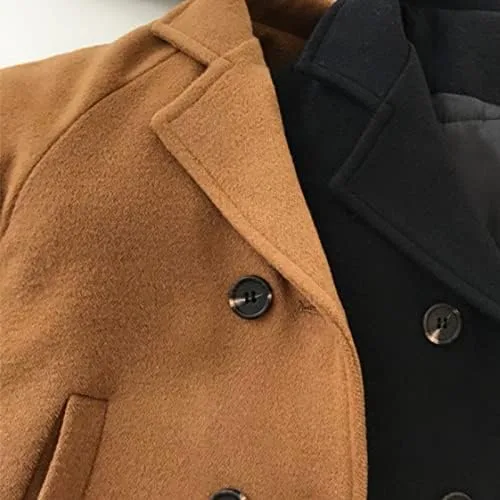 Vista 5 de Abrigo de lana para niños y niñas, abrigo cálido de invierno con doble botonadura para niños pequeños
