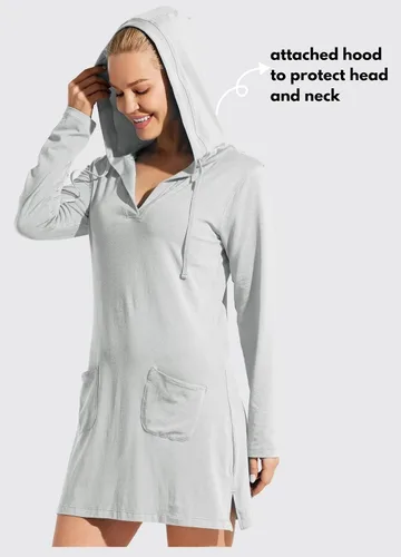 Vista 5 de Willit - Vestido de playa para mujer, de manga larga, con protección solar UPF 50+