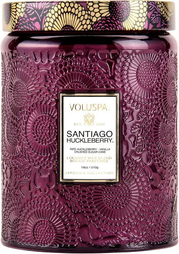 Vista 26 de Vela en frasco de vidrio grande de enebro francés y lavanda, 100 horas, 16 oz, Voluspa Coconut Wax Blend in Decorative Glass, Clean Even Burn, USA