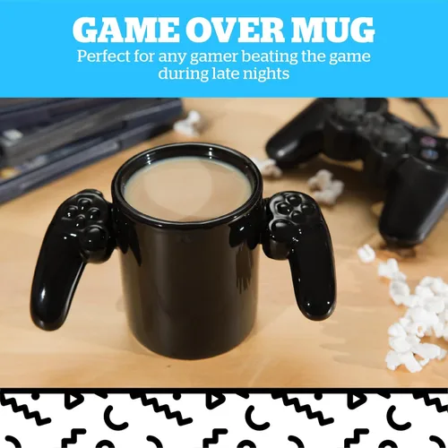 Vista 2 de BigMouth Inc Game Over, taza de cerámica, color negro