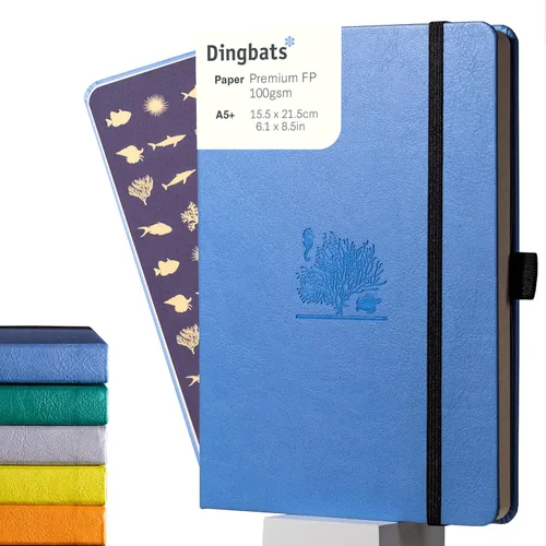 Vista 20 de Dingbats* Cuaderno de Escritura con Líneas de Vida Silvestre A5 - Tapa Dura de Cuero Vegano - Ideal para Trabajo, Viajes - Bolsillo, Cierre Elástico