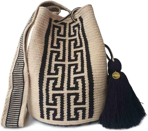 Vista 11 de Classic Authentic WAYUU Bag, Mochila from Colombia, Medium Crochet Crossbody, Handmade Medium Purse, Bucket Bag.