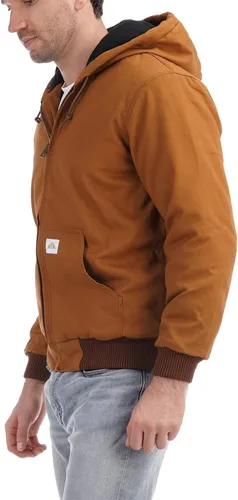 Vista 4 de Chaqueta deportiva acolchada con forro de franela para hombre, impermeable, de algodón, con capucha, abrigo de invierno