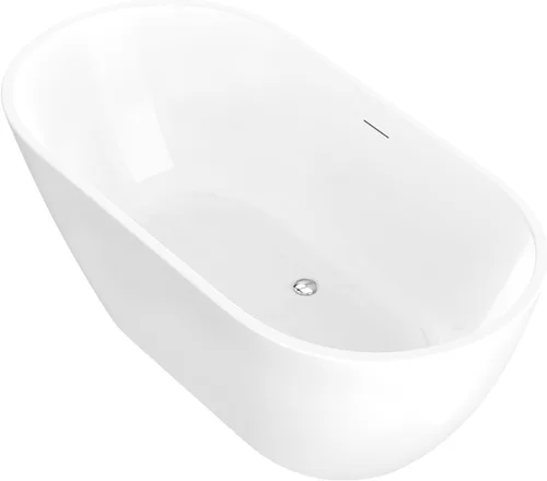 Vista 2 de Bañera Mone de fondo plano acrílico brillante de 59 pulgadas en blanco