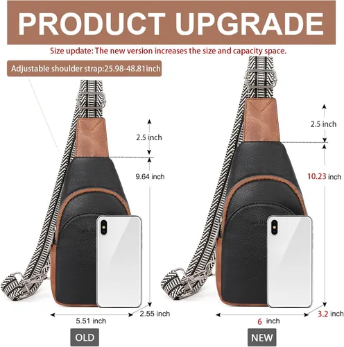 Vista 3 de CLUCI Bolso bandolera pequeño para mujer, bolsos cruzados de cuero vegano para mujer, riñoneras con correa de guitarra