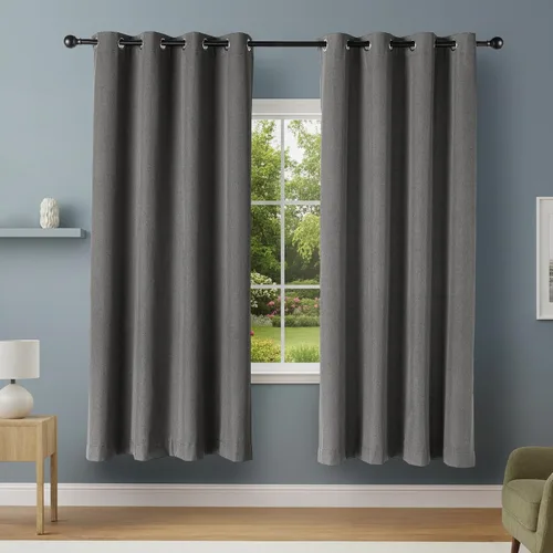 Vista 6 de Amazon Basics Cortinas 100% opacas con ojales, 2 paneles, 52 x 84 pulgadas, beige