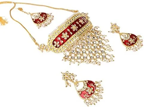 Vista 3 de Indian Coleccionable - Gargantilla de ónix de diseño con aretes para mujer, No es una piedra preciosa