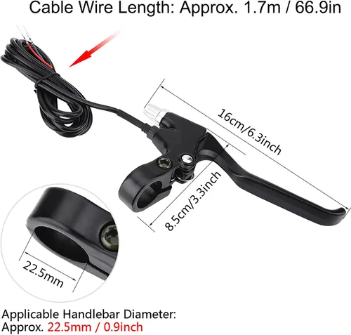 Vista 2 de 1 par de palanca de freno universal aleación de aluminio 4 palancas de freno de dedo 2 cables izquierda y derecha manijas de freno para eléctrico