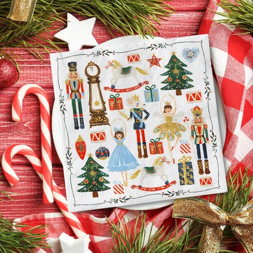 Vista 4 de AnyDesign Paquete de 80 servilletas de papel cascanueces desechables de acuarela cascanueces servilletas de Navidad decorativas para postres
